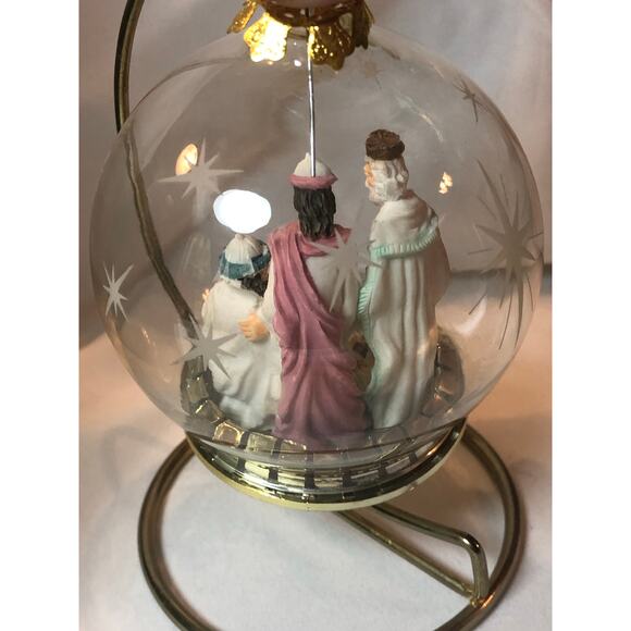 Vintage 1994 House Of Loyd Three King & Jesus Glass Hanging Ornament With Stand - Picture 4 of 7